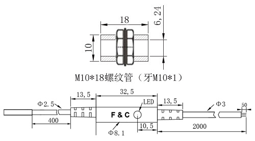F3C-10WSM02圆形接近开关尺寸图