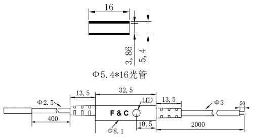 F3C-5.4WSQ1.2圆形接近开关尺寸图